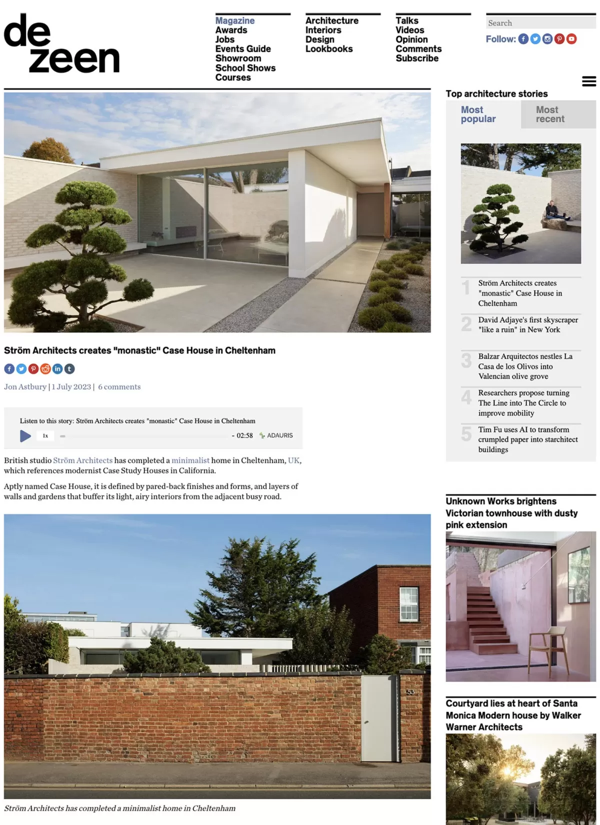 Dezeen Strom Architects Case House Cover